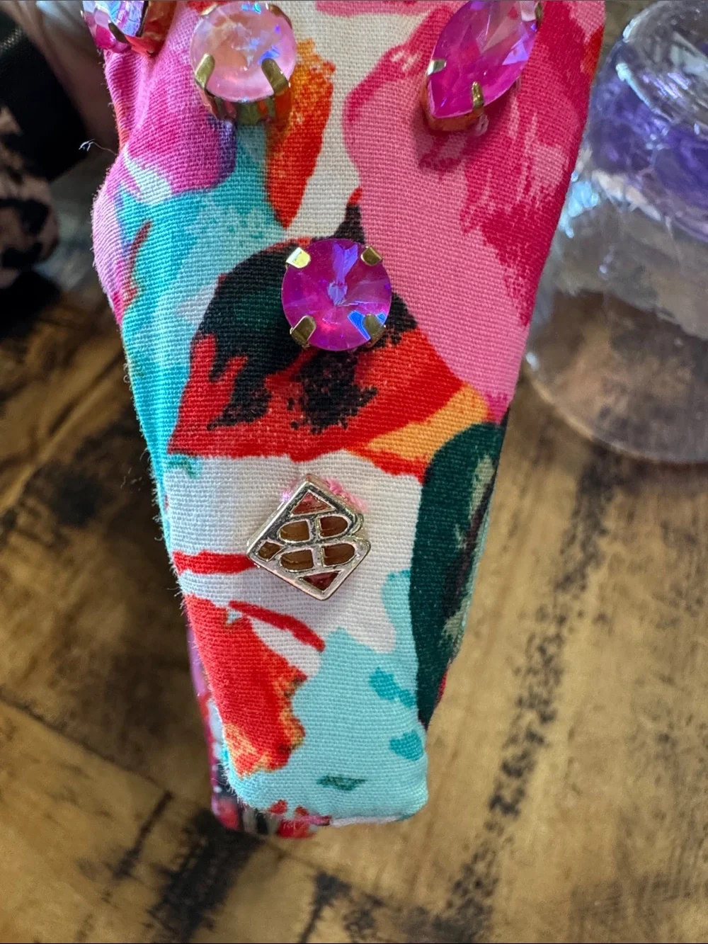 Brianna Cannon + Buddy Love Pink Floral Jewel Headband with Multicolor Accents